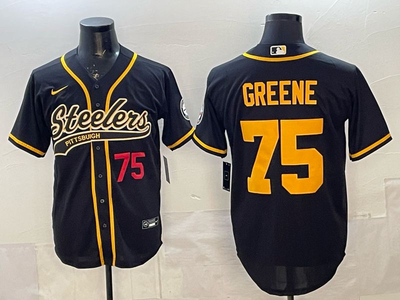 Men 2026 Pittsburgh Steelers #75 Greene Black Joint Name Nike Limited NFL Jersey style 02->pittsburgh steelers->NFL Jersey